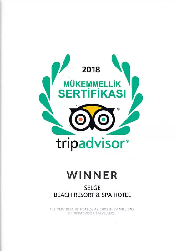 Tripadvisor 2018 Mükemmellik Sertifikası